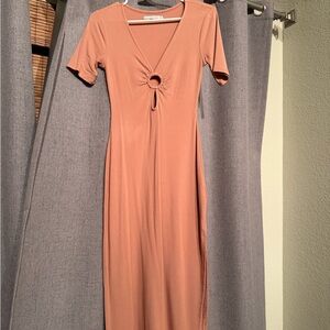 Elegant Peach Midi Dress